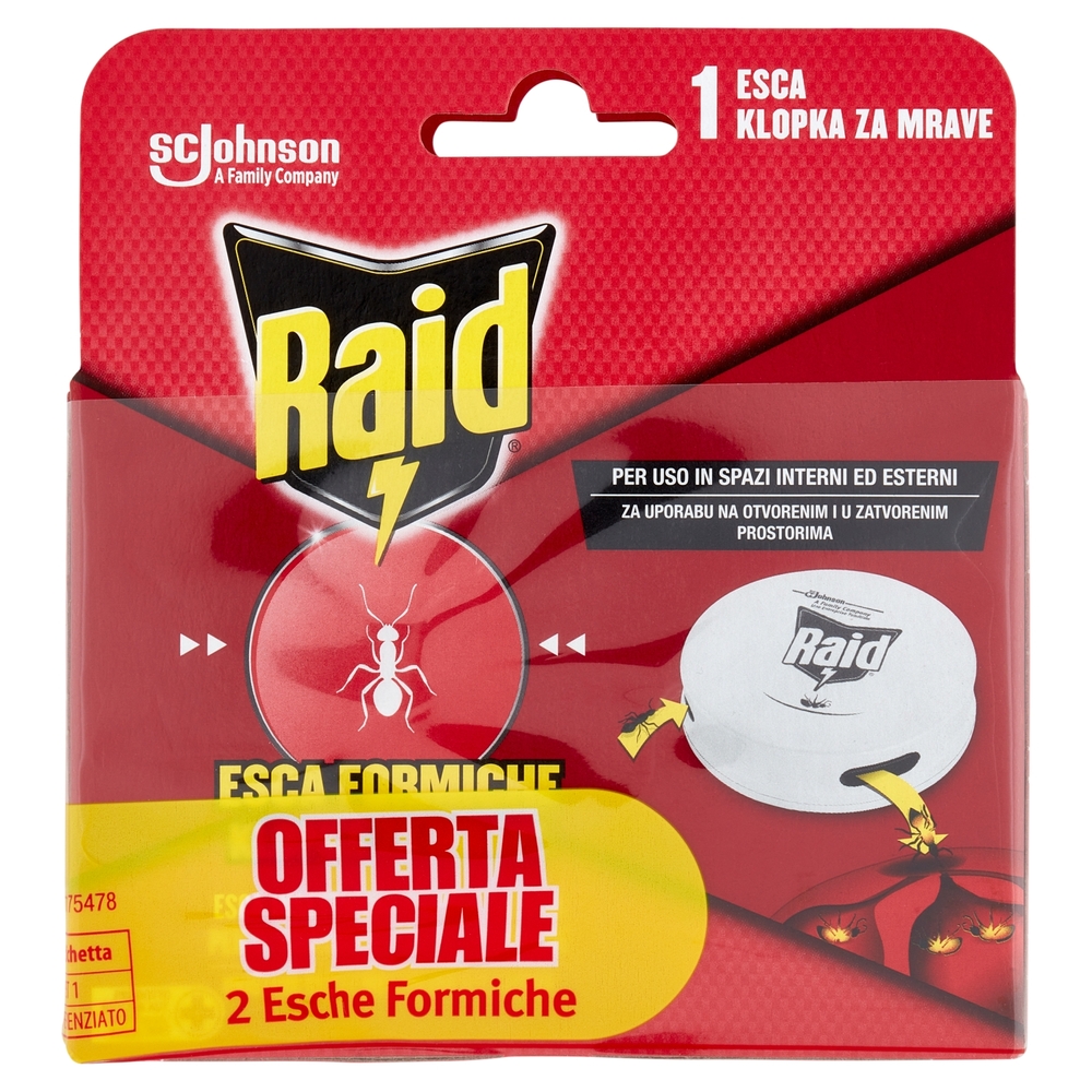 Raid Esca Formiche Insetticida Bipacco, Pronta all'Uso in Spazi Interni ed Esterni, 1 pezzo